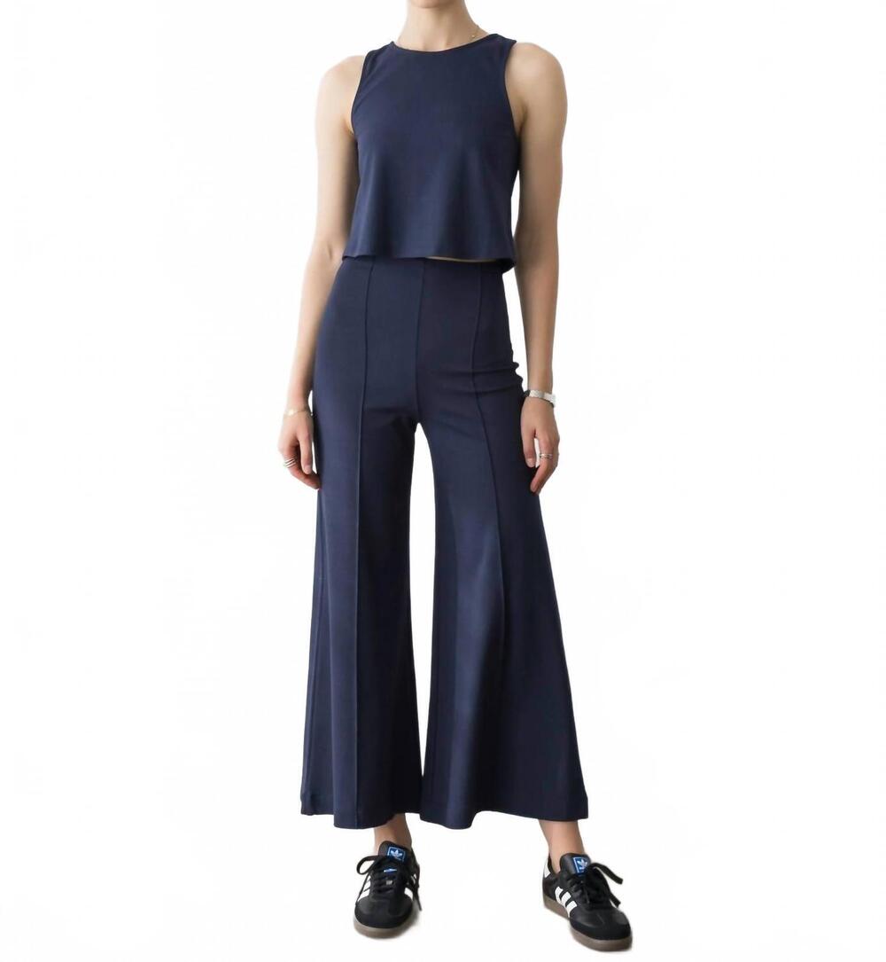 NEW RIPLEY RADER ponte knit wide leg crop pants in denim